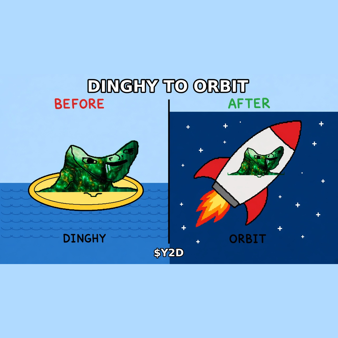 $Y2D meme — Dinghy to orbit